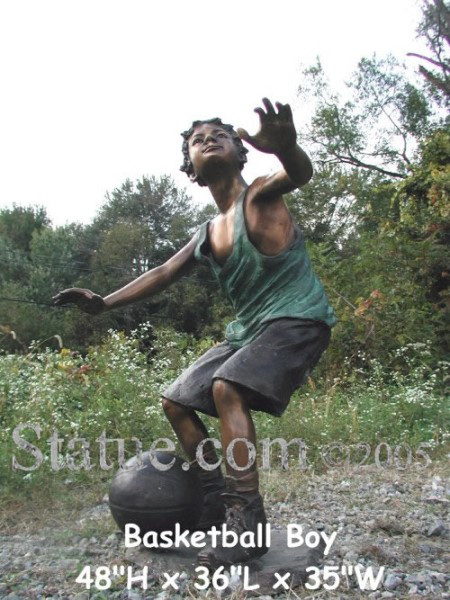 Basketball Boy Bronze Statue Lost Wax Garden Decor Statue for sale